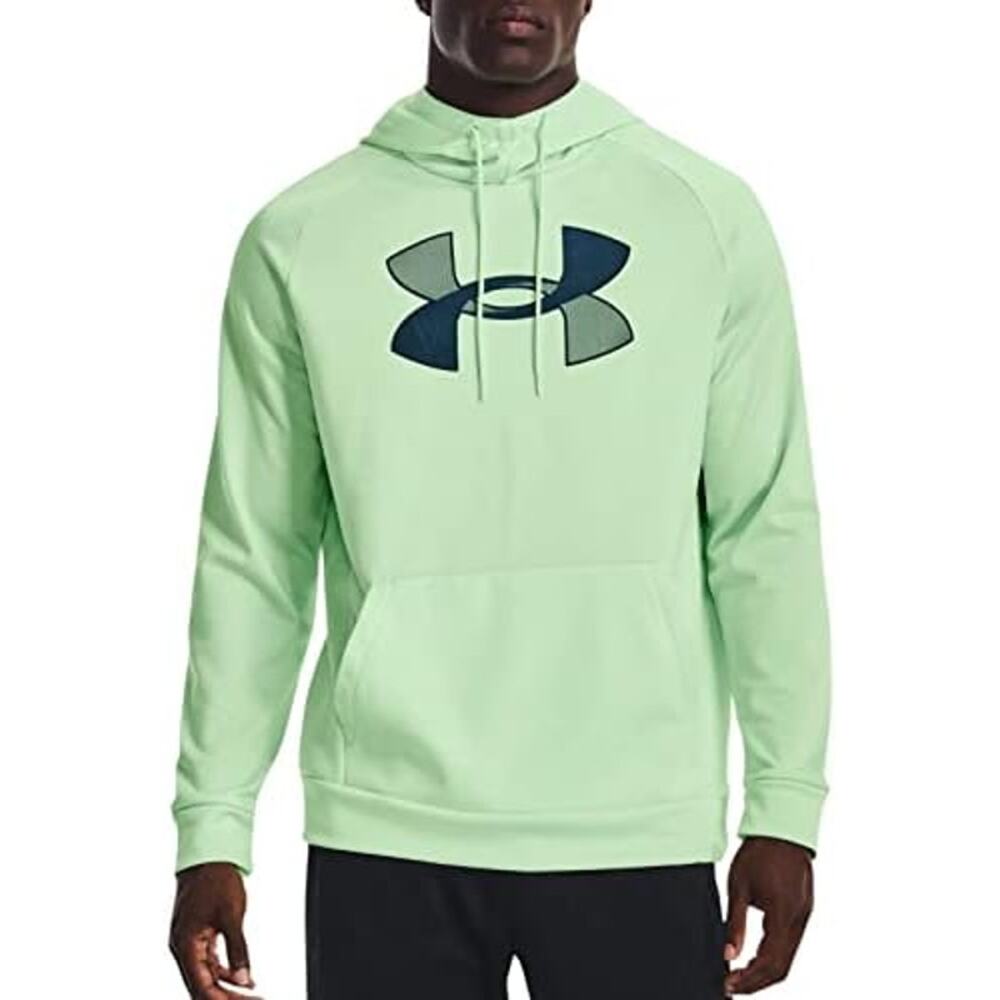 Under Armour Fleece Big Logo Hoodie Mens L Green Gym Workout Training Activewear